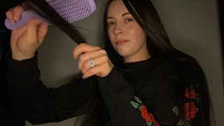 ASMR Sleepover  Makeup amp Hair Play During A Thunderstorm real hair amp makeup sounds [upl. by Neras]