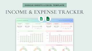 Income Tracker amp Expense Tracker Business Tracker Budget Spreadsheet Google Sheets Excel Template [upl. by Perla]