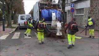 Benne à Ordures Equipée dun AspireFeuilles  Camion Poubelles Garbage Truck [upl. by Ocinom]