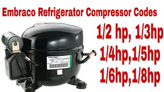 Embraco Refrigerator Compressor Codes And Hp Sizes In Urdu Hindi [upl. by Saied]