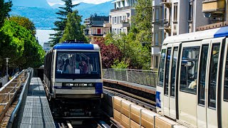 Video Metro  METRO M2 DE LAUSANNE  LE METRO LE PLUS PENTU AU MONDE SANS CREMAILLÈRE [upl. by Cathe754]