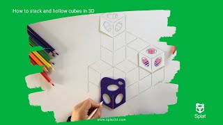 Easy 3d tessellation drawing activity Stack and hollow out isometric cubes to create a pattern [upl. by Aennyl768]