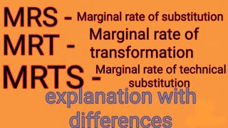 MRS MRT MRTSMarginal rate of substitutiontransformation NET JRFRPSCPGTassistant Professor [upl. by Anabal]