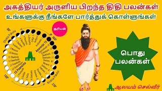 அகத்தியர் அருளிய பிறந்த திதி பலன்கள்  Thithi in Tamil  Thithi Palan Lyrics [upl. by Etteuqram431]