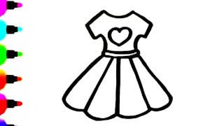 How to Draw a Frock  Drawing for beginners  Step by step  Leena Drawings [upl. by Macleod]