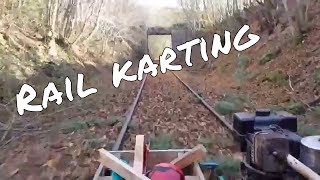 Go karting on abandoned railroad tracks Homemade train with dog [upl. by Amorita548]