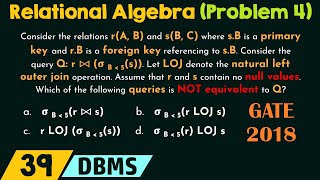 Relational Algebra Solved Problem 4 [upl. by Ahsem845]