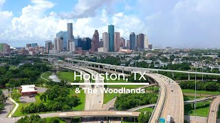 Downtown Houston amp The Woodlands Texas  Drone Video 4K [upl. by Enelrac809]