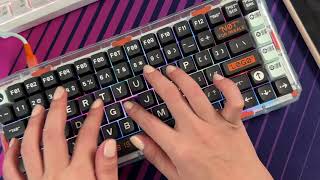 Mechanical Keyboard ASMR Typing Sound MelGeek Mojo 84 with Akko Lavender Purple Lubed [upl. by Ymrots]