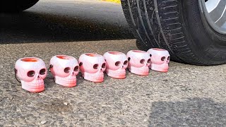 Crushing Things With Car Best Compilation  Experiment Car Wheel VS Helloween skulls Pumpkin [upl. by Angelo]