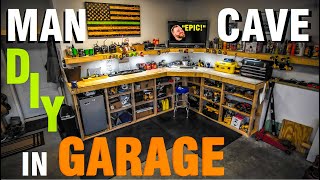 HOW TO BUILD A WORKBENCH FOR GARAGE  DIY Garage Workbench and Shelves [upl. by Mungam860]