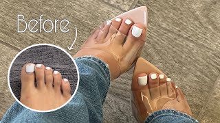 The Perfect White Toe Pedi Using Polygel [upl. by Eiffe]