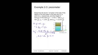 Fluid Mechanics  piezometer  Example 23 [upl. by Tomlin]