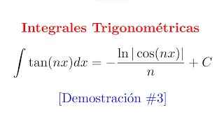 Integral Trigonométrica 03  Integral de tannx [upl. by Ater]