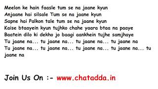 Tu Jaane Na Full Song Lyrics Movie  Ajab Prem Ki Ghazab Kahani 2009  Atif Aslam [upl. by Jaquenette]