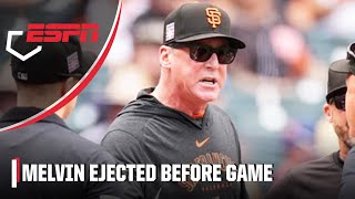 Giants manager Bob Melvin EJECTED before the game even starts 😮  ESPN MLB [upl. by Tamberg102]