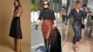 TOP 50 NEWEST VERSION OF BEAUTIFUL ATTRACTIVE LEATHER SKIRT DESIGN AND IDEAS [upl. by Burkle58]