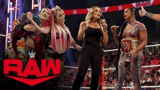 Bianca Belair Alexa Bliss and Asuka come to the aid of Trish Stratus Raw Aug 22 2022 [upl. by Aiehtela]