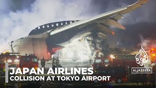 Japan Airlines plane bursts into flames on Tokyo runway after collision [upl. by Hux]