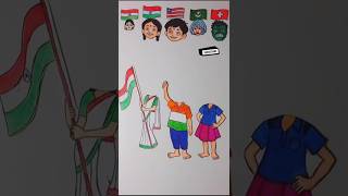 America 🇺🇸 India 🇮🇳 Pakistan 🇵🇰 Switzerland 🇨🇭  Independence Day Drawing shorts art indianflag [upl. by Rosena79]