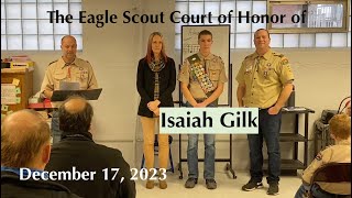 The Eagle Scout Court of Honor of Isaiah Gilk December 17 2023 [upl. by Senga]