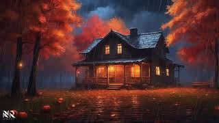 🍂 Relaxing Rainy Autumn Night with Thunder Sounds Cozy Forest Cabin Ambience⚡ [upl. by Bosson]