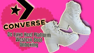 Converse Chuck 70 De Luxe Heel Platform Western Boot Shoe Opening Unboxing [upl. by Haissem349]