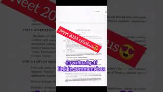 Neet 2024 🎉 syllabus official annoucement 😍 reduced syllabus pdf download neetsyllabus neet2024 [upl. by Range]