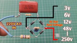 220 Volt AC To 36122448250 Volt DC LED Driver Circuit  100 Working [upl. by Romelda]