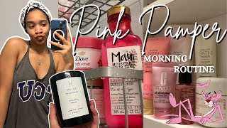 self care diaries PINK PAMPER MORNING ROUTINE cleaning  face  body  skin care  cooking [upl. by Yffat108]