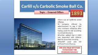 SMOKE BALL CASE  CARLILL V CARBOLIC SMOKE BALL CO 1893 CASE STUDY IN HINDI  LAW EXPLORER [upl. by Eelyrag]