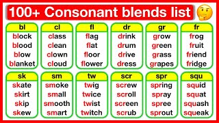 100 Consonant Blends In English 🤔  Phonics Lesson with practice sentences  Learn with examples [upl. by Jakob]