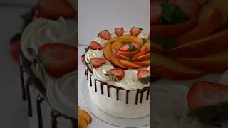 🍓Peach amp Strawberry Marble Chantilly Cake 🍑 Torta Marmoleada con Fresa y Durazno cake pastel [upl. by Engvall]