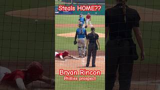 Phillies prospect Bryan Rincon does his best EDC You don’t see this often He steals home easily [upl. by Kerge480]