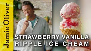 Homemade Strawberry Vanilla Ice Cream  Jamie Oliver [upl. by Billie347]