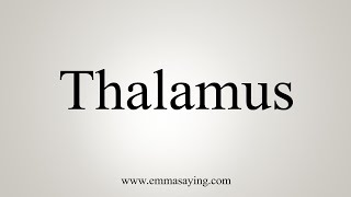 How To Say Thalamus [upl. by Haeli548]