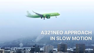 A321NEO SLOW MOTION APPROACH INNSBRUCK 4K [upl. by Lyrrehs]