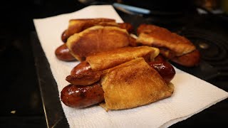 Homemade Pigs in a Blanket  With Fried Sausage amp Crescent Rolls [upl. by Anahsirk]