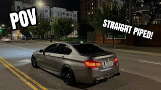 BMW F10 535i STAGE 2 TUNED 12 AM CITY POV DRIVE STRAIGHT PIPED [upl. by Auginahs398]