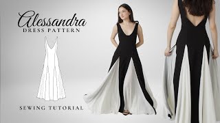 Maxi Dress with Godets and VNeck Sewing Tutorial Alessandra Sewing Pattern [upl. by Hutton324]