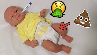 Silicone Baby Noah Sick and Changing Exploding Diaper Routine [upl. by Margarete964]