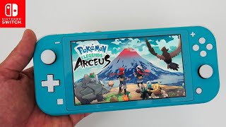 Pokémon Legends Arceus Nintendo Switch LITE Unboxing and Gameplay [upl. by Etnad309]