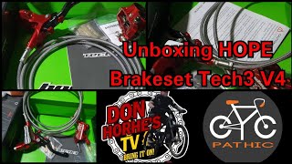 Unboxing HOPE Brakeset Tech 3 V4  Installation  Norco A2 Range  Red  Braided Hose [upl. by Aissert]