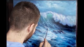 Acrylic Seascape Painting  Windy Crashing Wave [upl. by Huff]