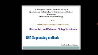 AsstProfPKGakkhad RNA sequencing methodI MSc Microbiology MB503 Lec13 [upl. by Gilliam369]