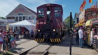 Winnipesaukee scenic railroad pulling into weirs beach during 2021 laconia NH bike week [upl. by Assylla]