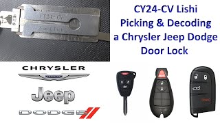 636 CY24CV Lishi Picking amp Decoding a Chrysler Jeep Dodge Lock [upl. by Llehsad]