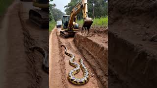 Excavator Strike A Giant Python ExcavatorEncounter GiantPython WildConstruction [upl. by Courtund]