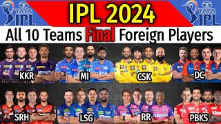 IPL 2024 All Teams Full And Final Foreign Players List  All Teams Final Overseas Players 2024 [upl. by Tiertza]