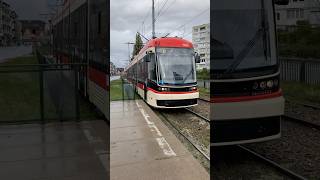 Tramway to Lawendowe Wzgórze line 11 arriving in Klonowa station Gdańsk [upl. by Swor]